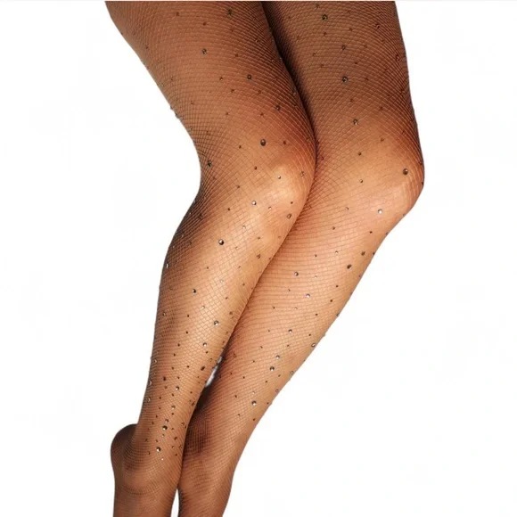 NEW Nude Rhinestone Fishnet Tights - Picture 2 of 5